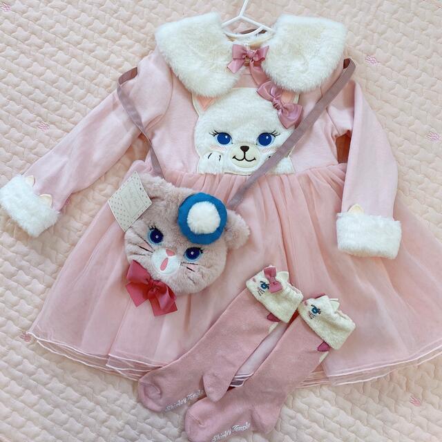 シャーリーテンプル ねこチュールワンピースセットキッズ服女の子用(90cm~)