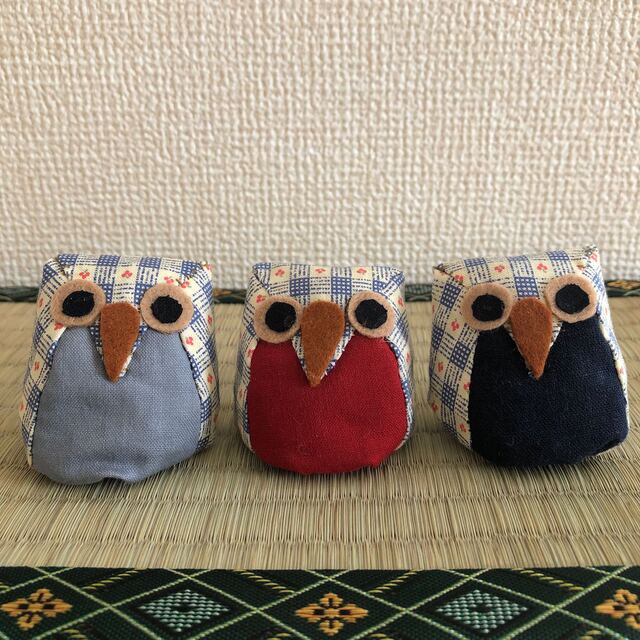 【ふくろう★お手玉】数珠玉入り     3個セット ハンドメイドのおもちゃ(その他)の商品写真