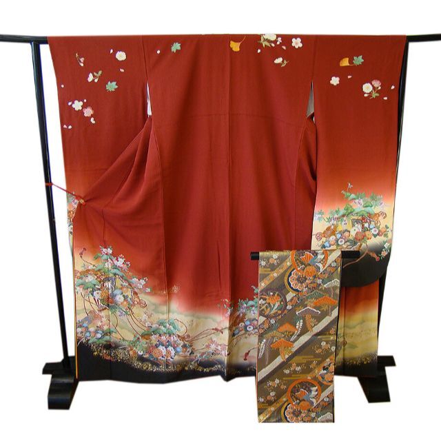 「縁」153cm~158cm 幾重袖 金彩加工染 振袖 セット 正絹