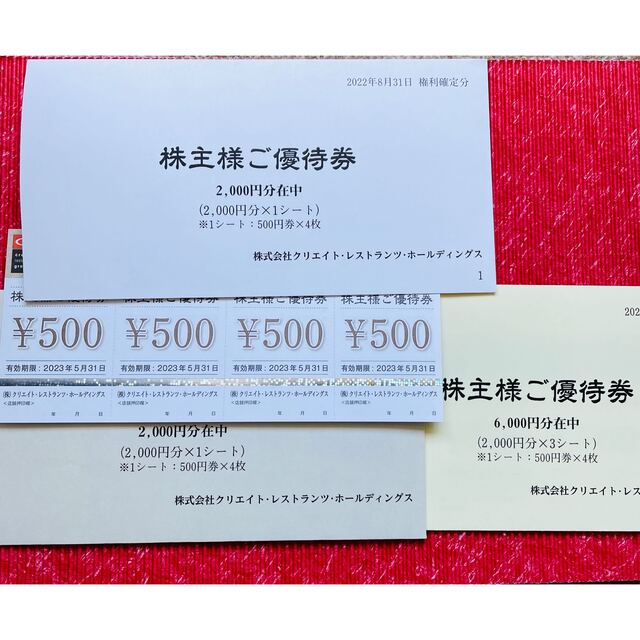 【最新】【匿名配送】株主優待クリエイトレストランHD10000円分