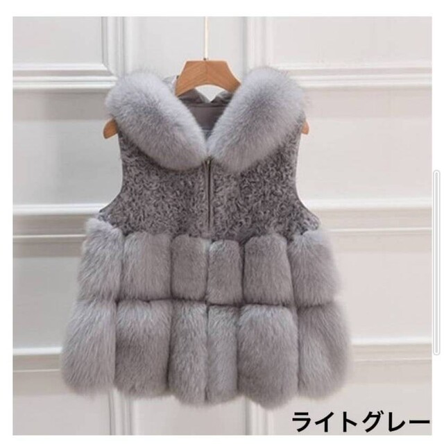 新品タグ付【 "Mbeauté"Eco fur hooded vest】Sサイズ
