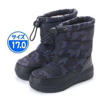 【新品 未使用】子供用 防寒ブーツ グレー 迷彩 17.0cm 17983(長靴/レインシューズ)