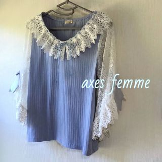 アクシーズファム(axes femme)のaxes femme トップス 5部袖 透け感 レース Mサイズ / USED(カットソー(長袖/七分))