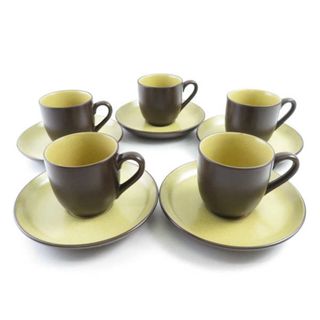 ノリタケ(Noritake)のノリタケ FOLKSTONE カップ＆ソーサー 5客 ブラウン系 セット ストーンウェア SC5699G(グラス/カップ)