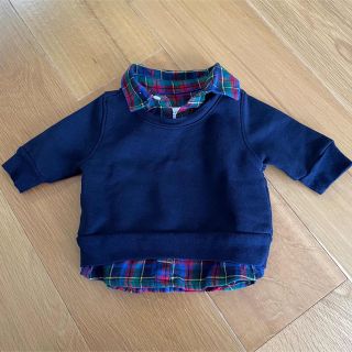 ベビーギャップ(babyGAP)のGAP baby ベビー チェックシャツレイヤード風裏起毛トレーナー(トレーナー)