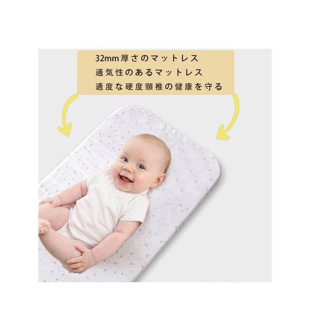 ベビーベッド 折りたたみ  新生児〜２才 高さ6段階調節 SGS認証済 揺りかご キッズ/ベビー/マタニティの寝具/家具(ベビーベッド)の商品写真