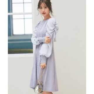 トッコ(tocco)の[tocco closet]後ろリボン付きジョーゼット切り替えニットワンピース(ロングワンピース/マキシワンピース)