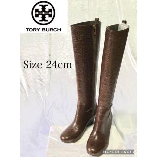 Tory Burch - 【美品】トリーバーチ クロコロングブーツ サイズ24cmの