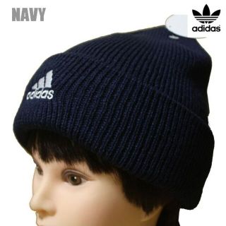 アディダス(adidas)の新品 adidas ニットキャップ ネイビー 紺 アディダス ニット帽 男女兼用(ニット帽/ビーニー)