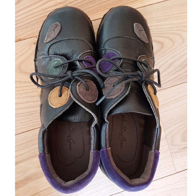 Hina Green Label(ヒナグリーンレーベル)の【専用】ヒナデイグリーン　ウェッジソールレースアップシューズ　パッチワーク レディースの靴/シューズ(ローファー/革靴)の商品写真