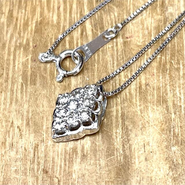 可愛い!Pt900 k18WG ダイヤ ネックレス 2.26g M1039-