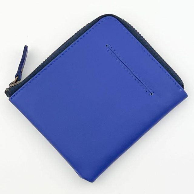 財布 l字ファスナー 本革 メンズ レディース ミニ 薄型 小銭入れ ブルー メンズのファッション小物(折り財布)の商品写真