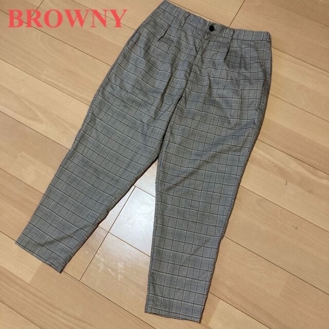 BROWNY(ブラウニー)のBROWNY パンツ ブラウン チェック ポケット付き レディースのパンツ(カジュアルパンツ)の商品写真