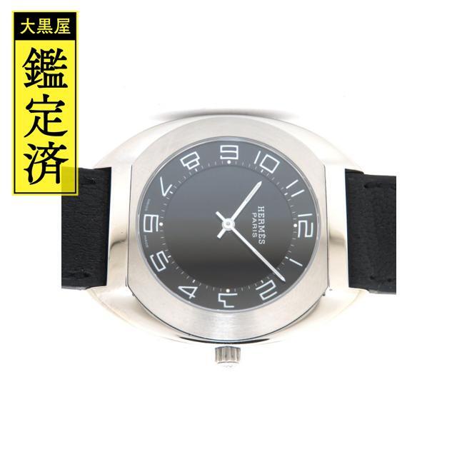 【希望者のみラッピング無料】 Hermes - エルメス エスパス ES1.710 SS/革ベルト ブラック 【205】 腕時計(アナログ)