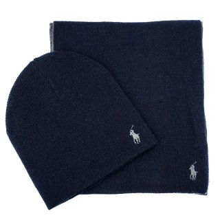 ポロラルフローレン(POLO RALPH LAUREN)のマフラー ポロラルフローレン&ニット帽 2点セット PC0835 ネイビー(マフラー)