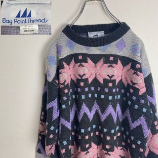 ラルフローレン(Ralph Lauren)のUSA製 80s〜 Boy Point Threads マルチカラー ニット(ニット/セーター)