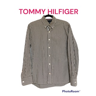 トミーヒルフィガー(TOMMY HILFIGER)のトミーヒルフィガー　ブラウンストライプシャツ　Mサイズ(シャツ)