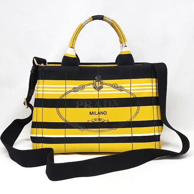 PRADA(プラダ)のPRADA プラダ カナパ　ボーダー 2WAY トート バッグ　B2439B レディースのバッグ(ハンドバッグ)の商品写真