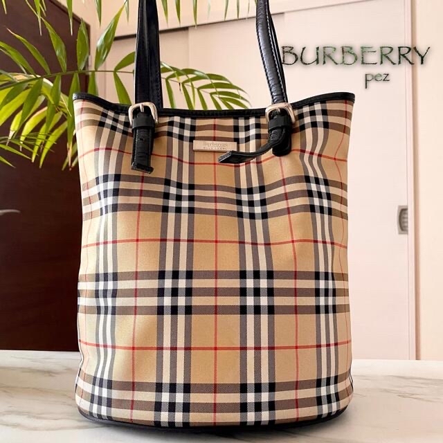 BURBERRY BLUE LABEL(バーバリーブルーレーベル)の極美品 BURBERRY バーバリー バケツ型 レザートートバッグ レディースのバッグ(ショルダーバッグ)の商品写真