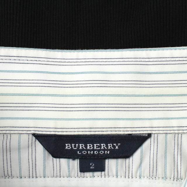 BURBERRY(バーバリー)のバーバリー ロンドン カットソー リブニット シャツ 長袖 切替 2 M 黒 白 レディースのトップス(カットソー(長袖/七分))の商品写真