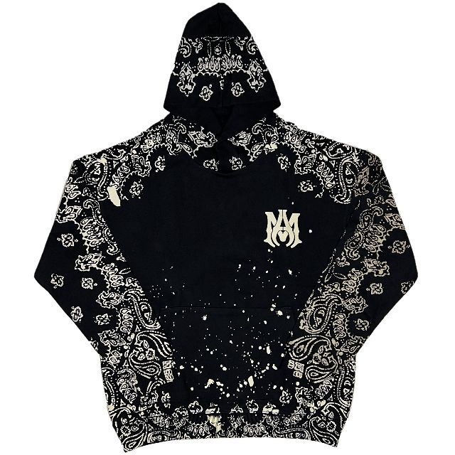 AMIRI アミリ バンダナ柄 ブリーチ プルオーバーパーカー ブラック L