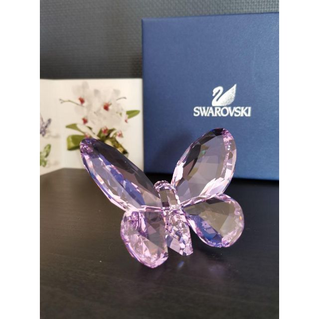 スワロフスキー Swarovski クリスタル 蝶 アメジスト 2個セット - 置物