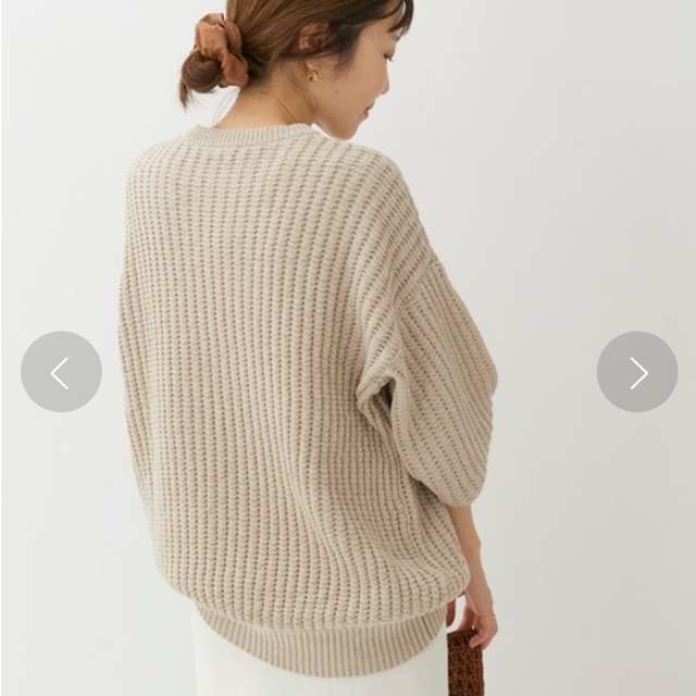 高級品 新品PlageワッフルアミC N ニット プラージュ クルーネック