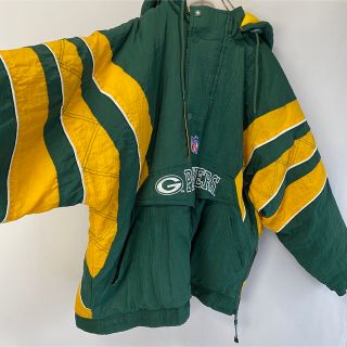 《NFL》パッカーズ 刺繍ロゴ 緑×黄 XXL ハーフジップ ナイロンジャケット