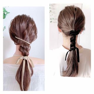 ベロアリボンのポニーフック(ヘアアクセサリー)