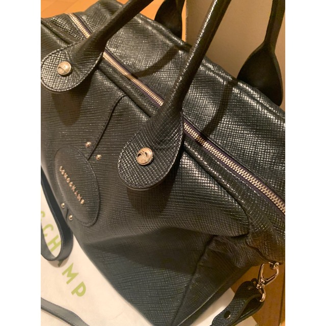 LONGCHAMP(ロンシャン)の美品ロンシャン　クアドリ　スクエアボストン　グリーン系 レディースのバッグ(ショルダーバッグ)の商品写真