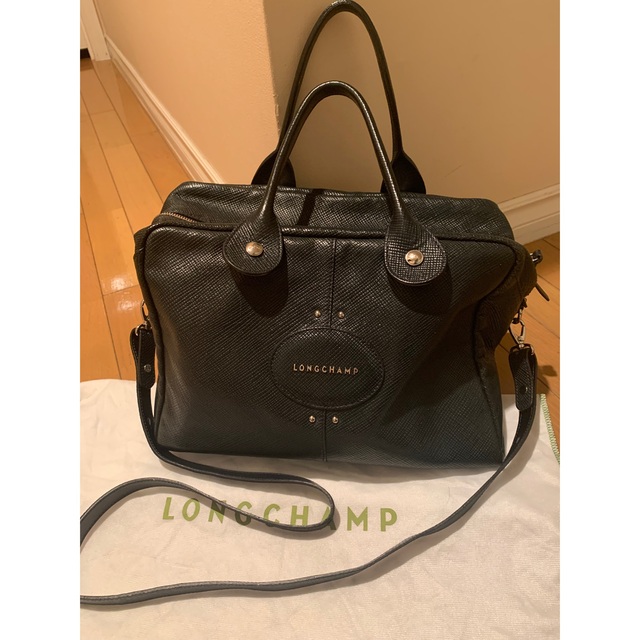 LONGCHAMP(ロンシャン)の美品ロンシャン　クアドリ　スクエアボストン　グリーン系 レディースのバッグ(ショルダーバッグ)の商品写真