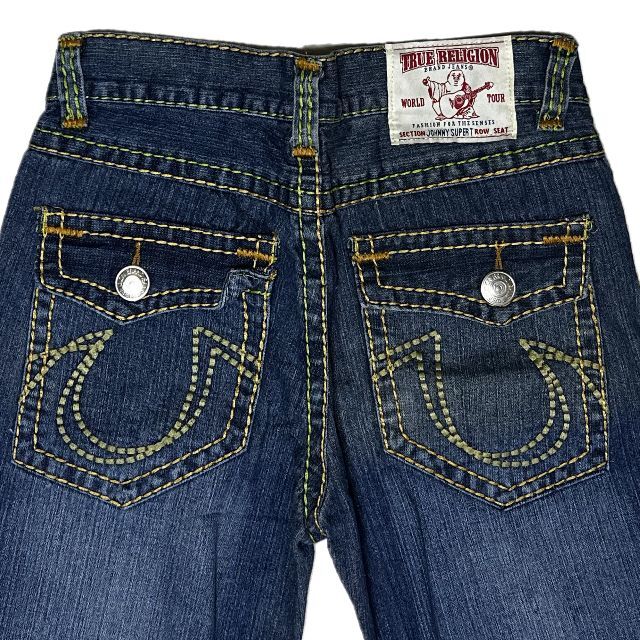 True Religion(トゥルーレリジョン)のトゥルーレリジョン 蹄ロゴポケット イエローライン デニムパンツ W34 メンズのパンツ(デニム/ジーンズ)の商品写真