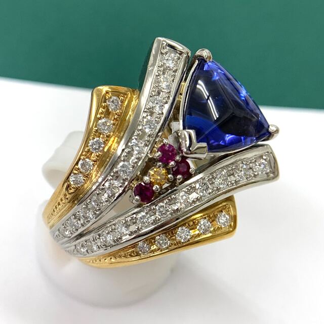 梶 光夫 リング  指輪 タンザナイト ダイヤ　ルビー  K18 Pt900 レディースのアクセサリー(リング(指輪))の商品写真