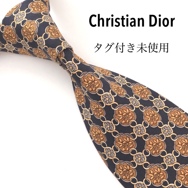 Christian Dior Christian Dior タグ付き 未使用 ネクタイ 高級シルク ボタニカル