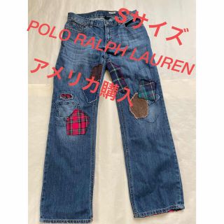 ポロラルフローレン(POLO RALPH LAUREN)のラルフローレン　ジーンズ　デニム　ダメージ加工　S 綿　アメリカ購入　パッチ(デニム/ジーンズ)