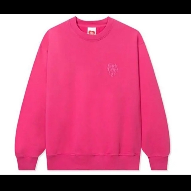 girls don't cry crew neck sweat ピンク