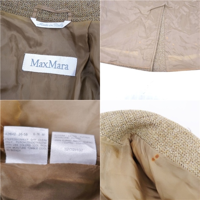 Max Mara(マックスマーラ)のマックスマーラ Max Mara ジャケット テーラードジャケット ウール ツイード 無地 アウター レディース 36(S相当) カーキ レディースのジャケット/アウター(テーラードジャケット)の商品写真