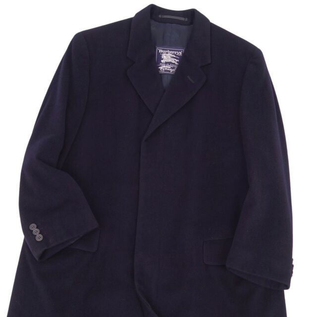 美品 Vintage バーバリー Burberrys 英国製 チェスターコート カシミヤ100% メンズ 52 ダークネイビー