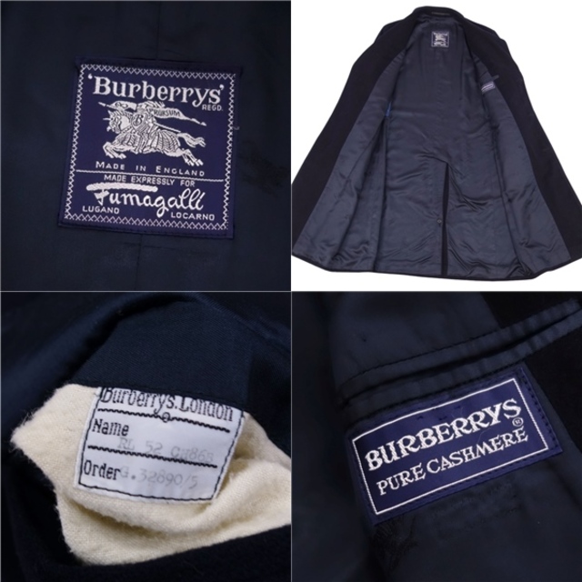 美品 Vintage バーバリー Burberrys 英国製 チェスターコート カシミヤ100% メンズ 52 ダークネイビー