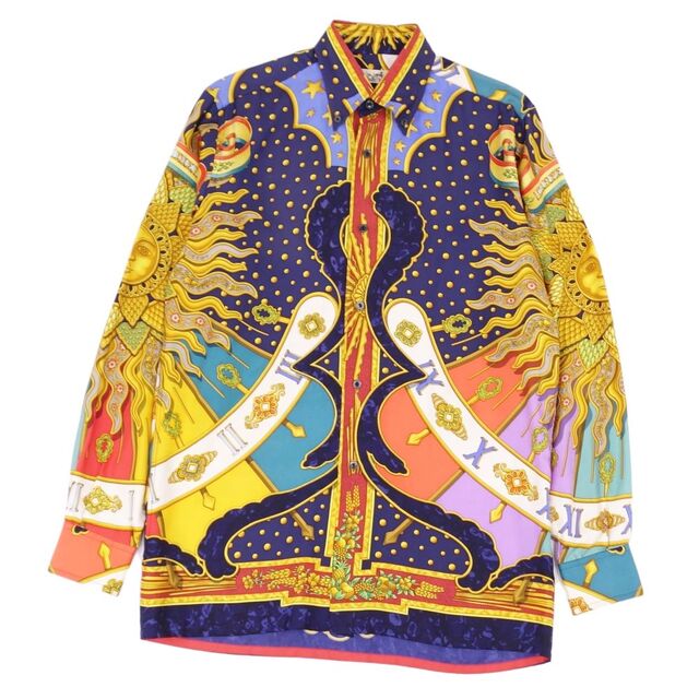 極美品 エルメス HERMES シャツ ロングスリーブ CARPE DIEM 総柄 セリエボタン シルク トップス メンズ フランス製 37/14 1/2(S相当) マルチカラー | フリマアプリ ラクマ