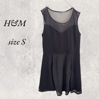 エイチアンドエム(H&M)のH&M   ミニ　黒ワンピース　size S(ひざ丈ワンピース)