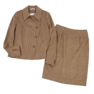 マックスマーラ(Max Mara)のマックスマーラ Max Mara スーツ セットアップ 白タグ ジャケット スカート ウール アンゴラ フラノ レディース JI42 USA8 FB40(M相当) ブラウンベージュ(スーツ)