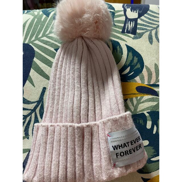H&M(エイチアンドエム)のピンクニット帽 キッズ/ベビー/マタニティのこども用ファッション小物(帽子)の商品写真