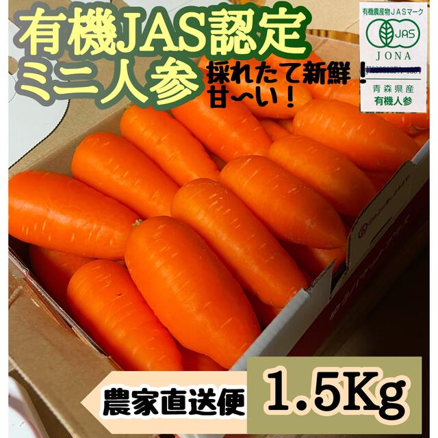 掘りたて有機JAS認定完全無農薬人参1.5kg 食品/飲料/酒の食品(野菜)の商品写真