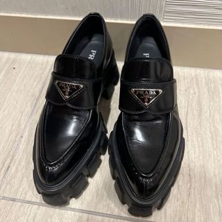 a816 PRADA プラダ ローファー ベージュ系 スエード レディース