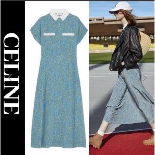 セリーヌ(celine)のマキ様専用21ss CELINE セリーヌ 白衿 ワンピース 34(ロングワンピース/マキシワンピース)