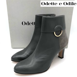 オデットエオディール(Odette e Odile)の【新品】Odette e Odile レザー コンビ ショートブーツ グレー(ブーツ)