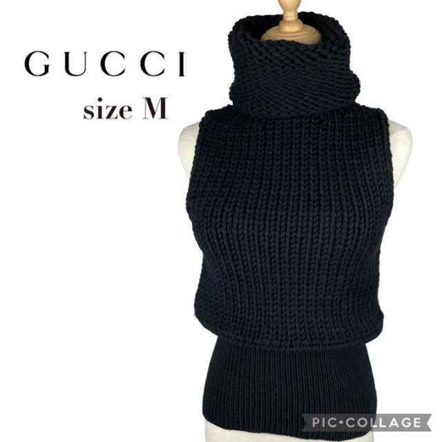 GUCCI☆グッチ ☆ノースリーブセーター☆ニット☆Mサイズ☆ブラック お