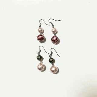 パールピアス・イヤリング（赤緑）(ピアス)