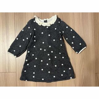 プチバトー(PETIT BATEAU)のプチバトー　裏起毛スウェットドットプリント長袖ワンピース  24ヶ月 86 cm(ワンピース)